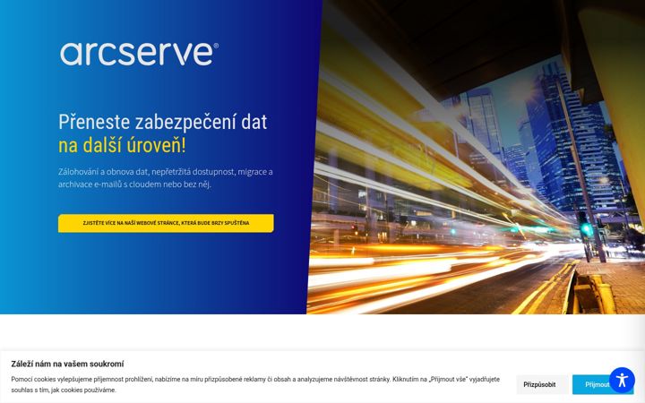 Captură de ecran a arcserve.cz
