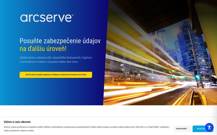 Ekraanipilt saidist arcserve.sk