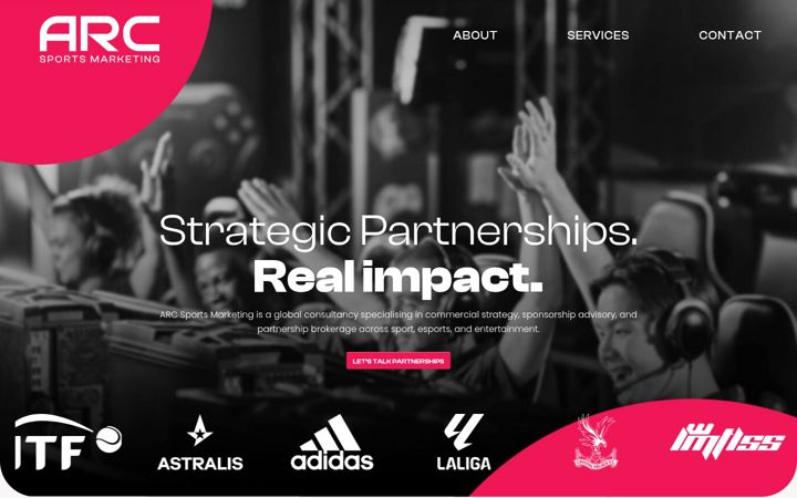 Ekrano kopija arcsportsmarketing.com