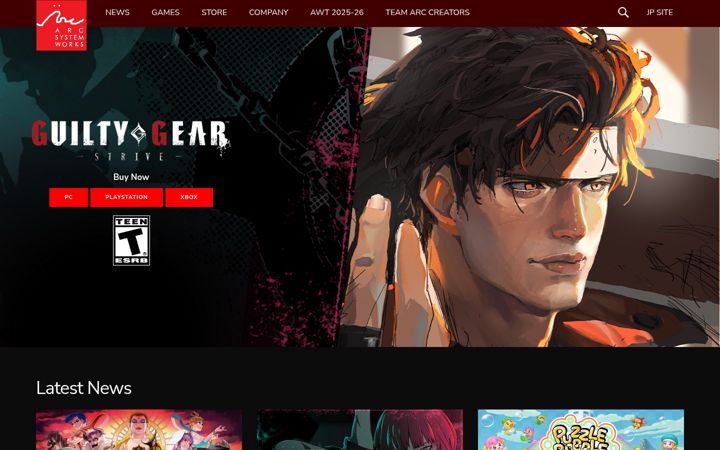 Screenshot von arcsystemworks.com