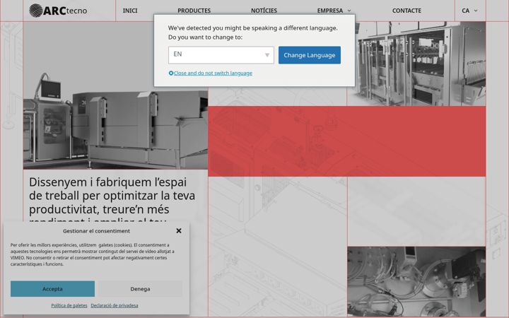 Screenshot von arctecno.com