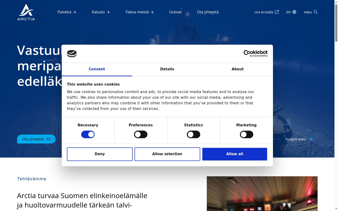 Zrzut ekranu banera zgody wyświetlanego przed jakąkolwiek interakcją