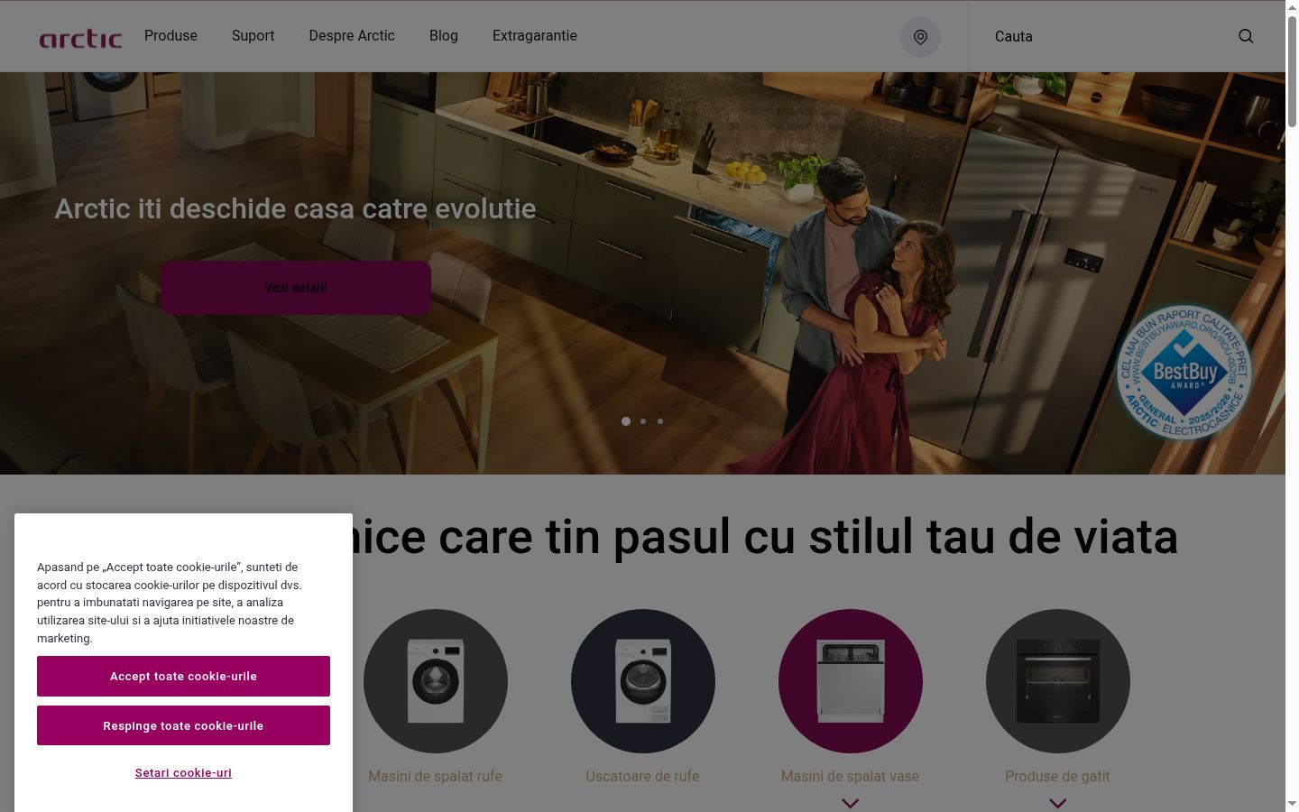 Captura de ecrã do banner de consentimento apresentado antes de qualquer interação