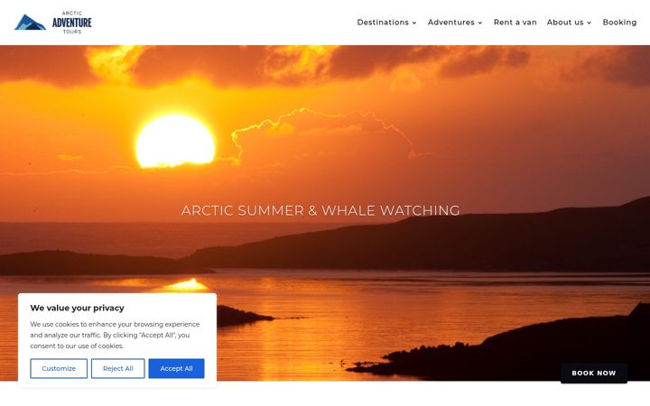 Posnetek zaslona arcticadventuretours.no