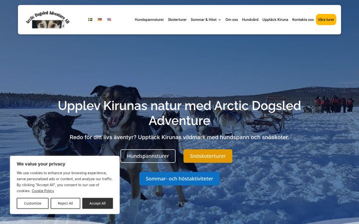 Ekrānuzņēmums no arcticdogsled.se