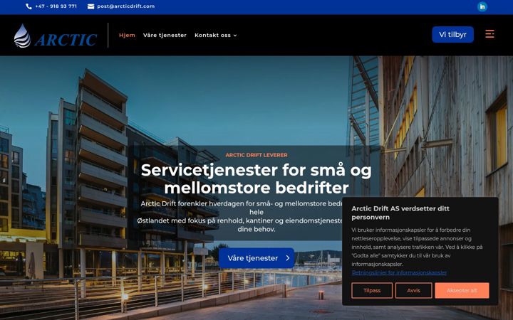 Skjámynd af arcticdrift.no