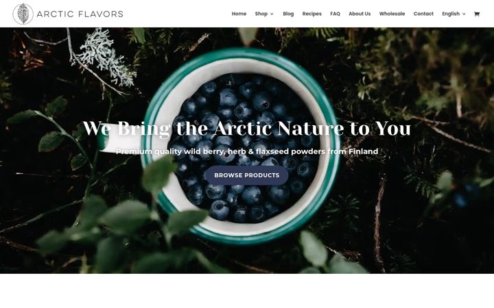 Screenshot van arcticflavors.com