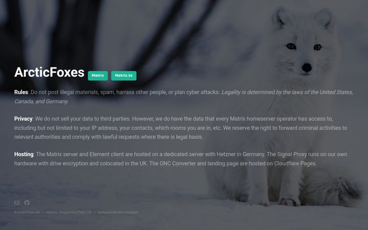 Screenshot of arcticfoxes.net