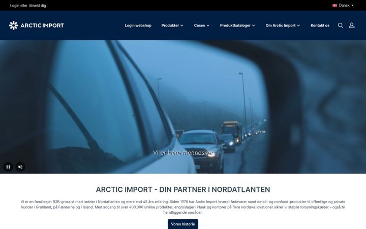 Ekrānuzņēmums no arcticimport.dk