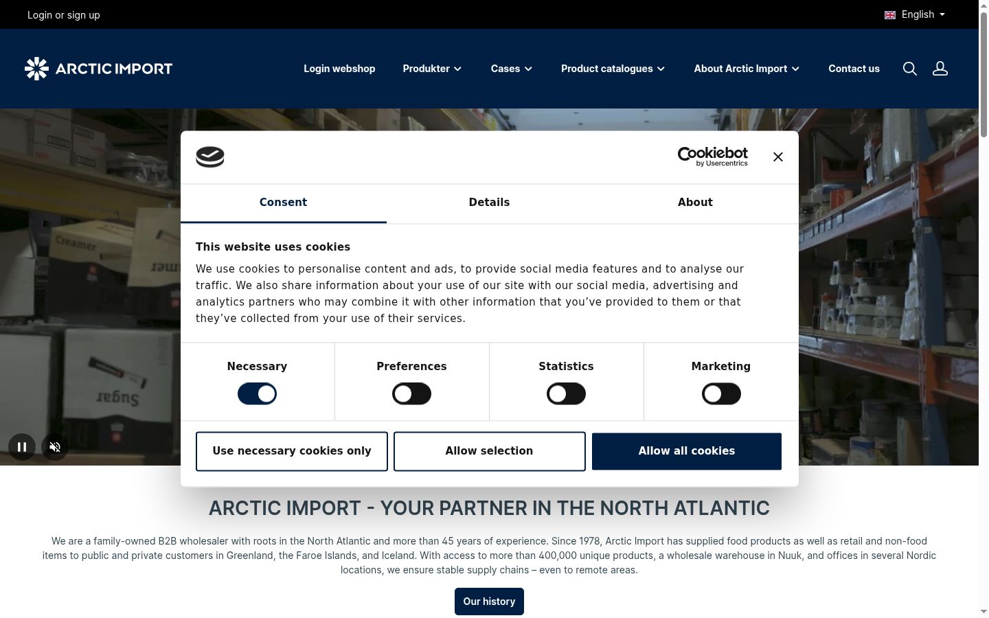 Screenshot of the consent banner shown before any interaction