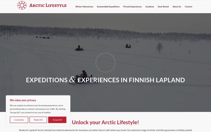 Screenshot van arcticlifestyle.fi