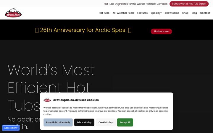 Screenshot di arcticspas.co.uk