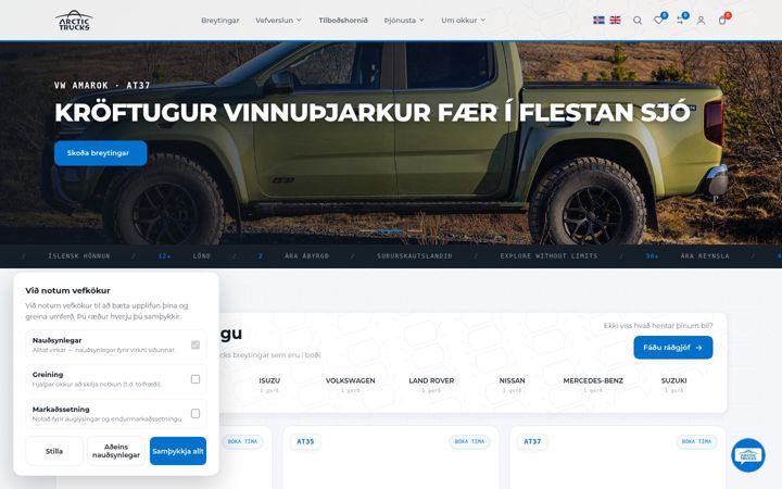 Screenshot of arctictrucks.is