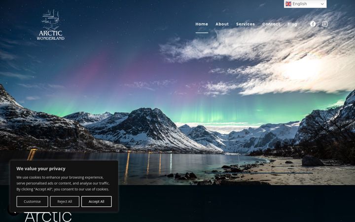 Screenshot of arcticwonderland.no