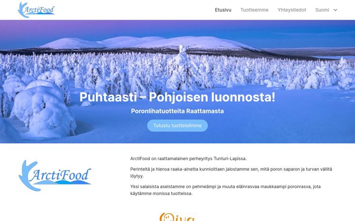Screenshot di arctifood.fi