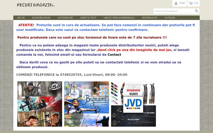 Captura de pantalla de arcurimagazin.ro