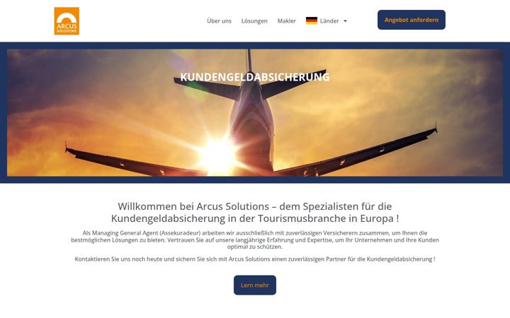 Kuvakaappaus sivustosta arcus-solutions.de