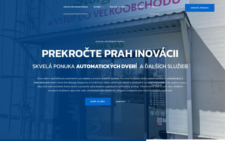 Kuvakaappaus sivustosta arcusinternational.sk