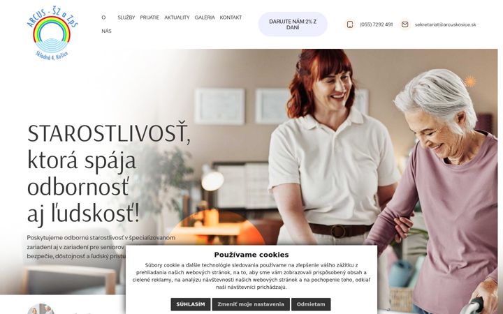 Kuvakaappaus sivustosta arcuskosice.sk