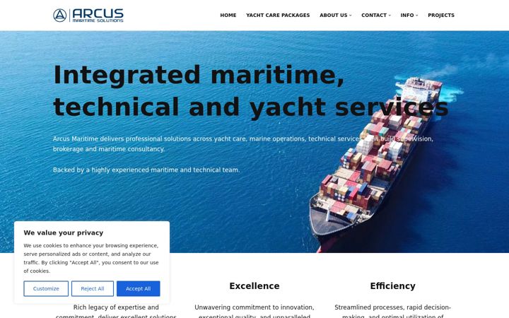 Екранна снимка на arcusmaritime.com