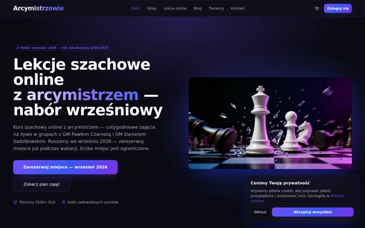 Captură de ecran a arcymistrzowie.pl