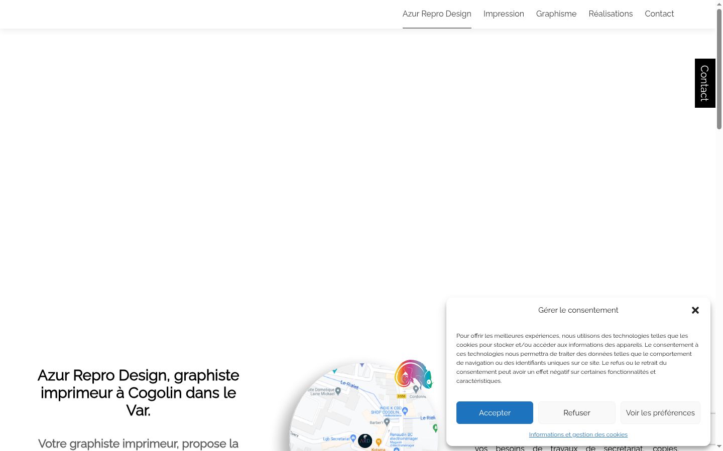 Captura de pantalla del banner de consentimiento mostrado antes de cualquier interacción