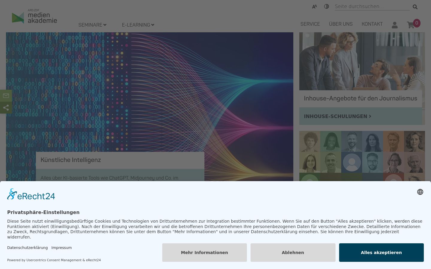 Captura de ecrã do banner de consentimento apresentado antes de qualquer interação