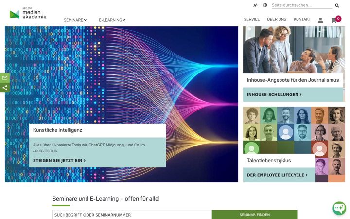 Kuvakaappaus sivustosta ard-zdf-medienakademie.de