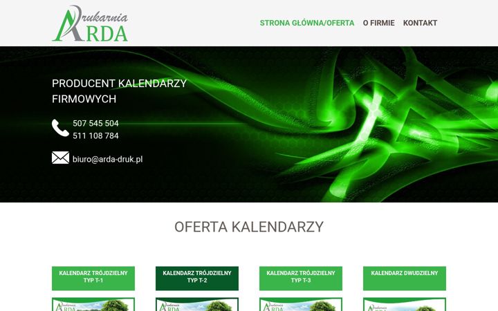 Kuvakaappaus sivustosta arda-druk.pl