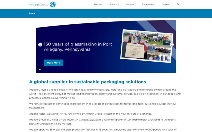 Screenshot of ardaghgroup.com