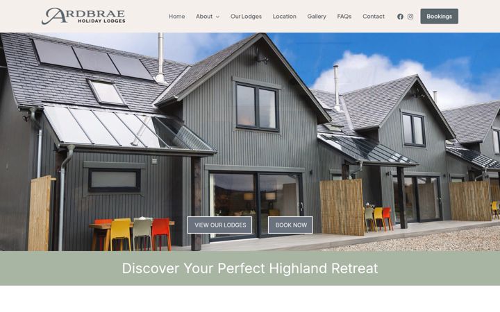 Screenshot of ardbraeholidaylodges.co.uk
