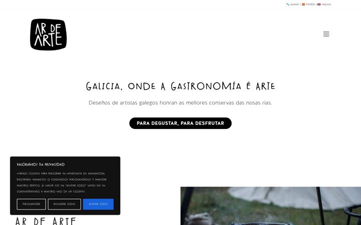 Captura de pantalla de ardearte.es