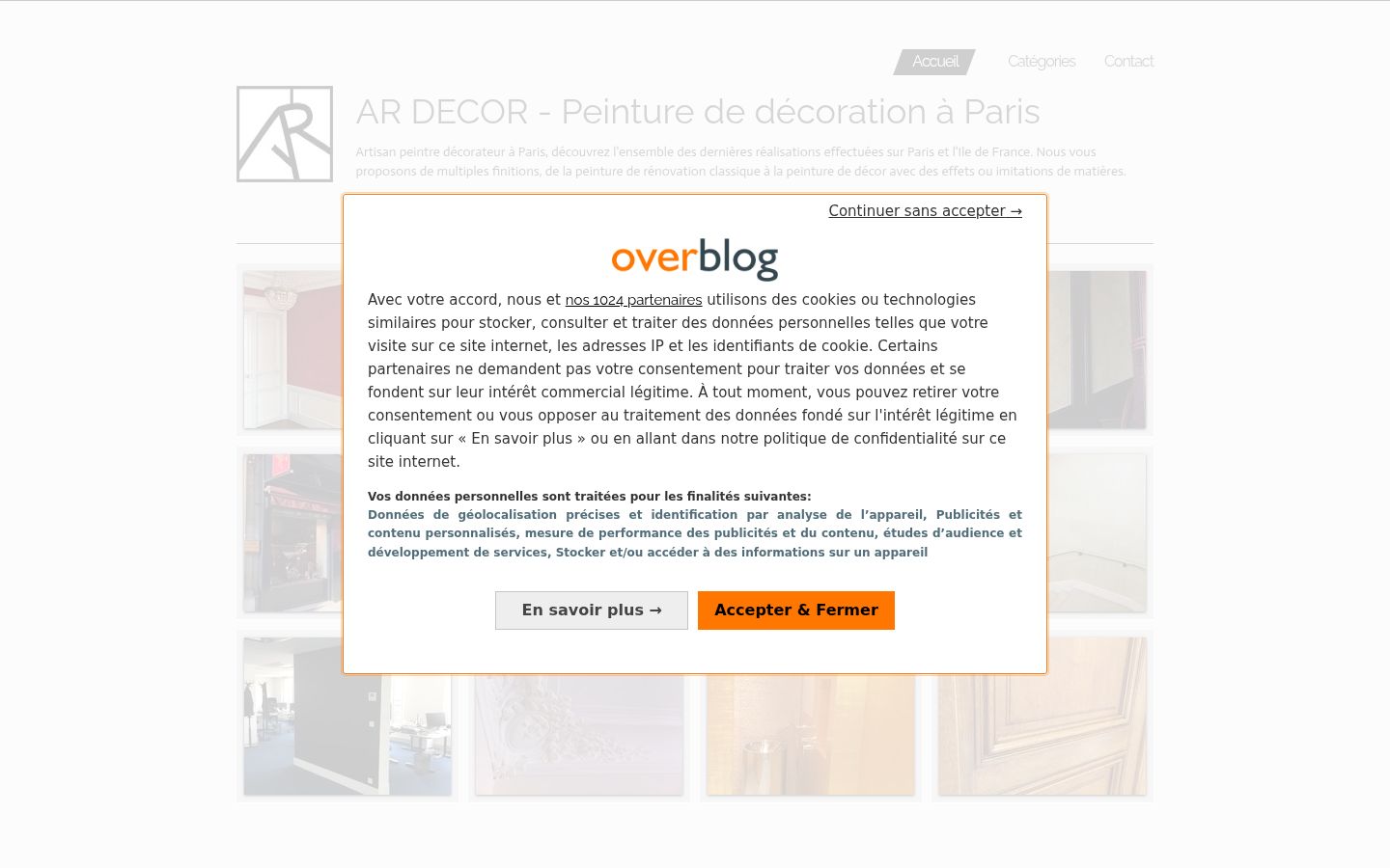 Screenshot of the consent banner shown before any interaction