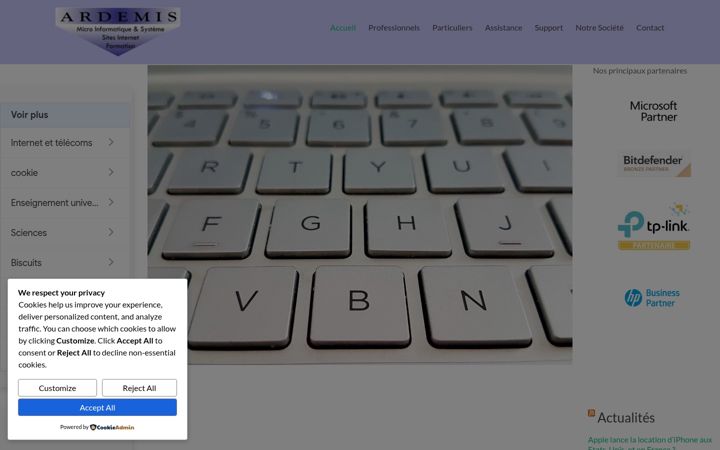 Captura de pantalla de ardemis.fr