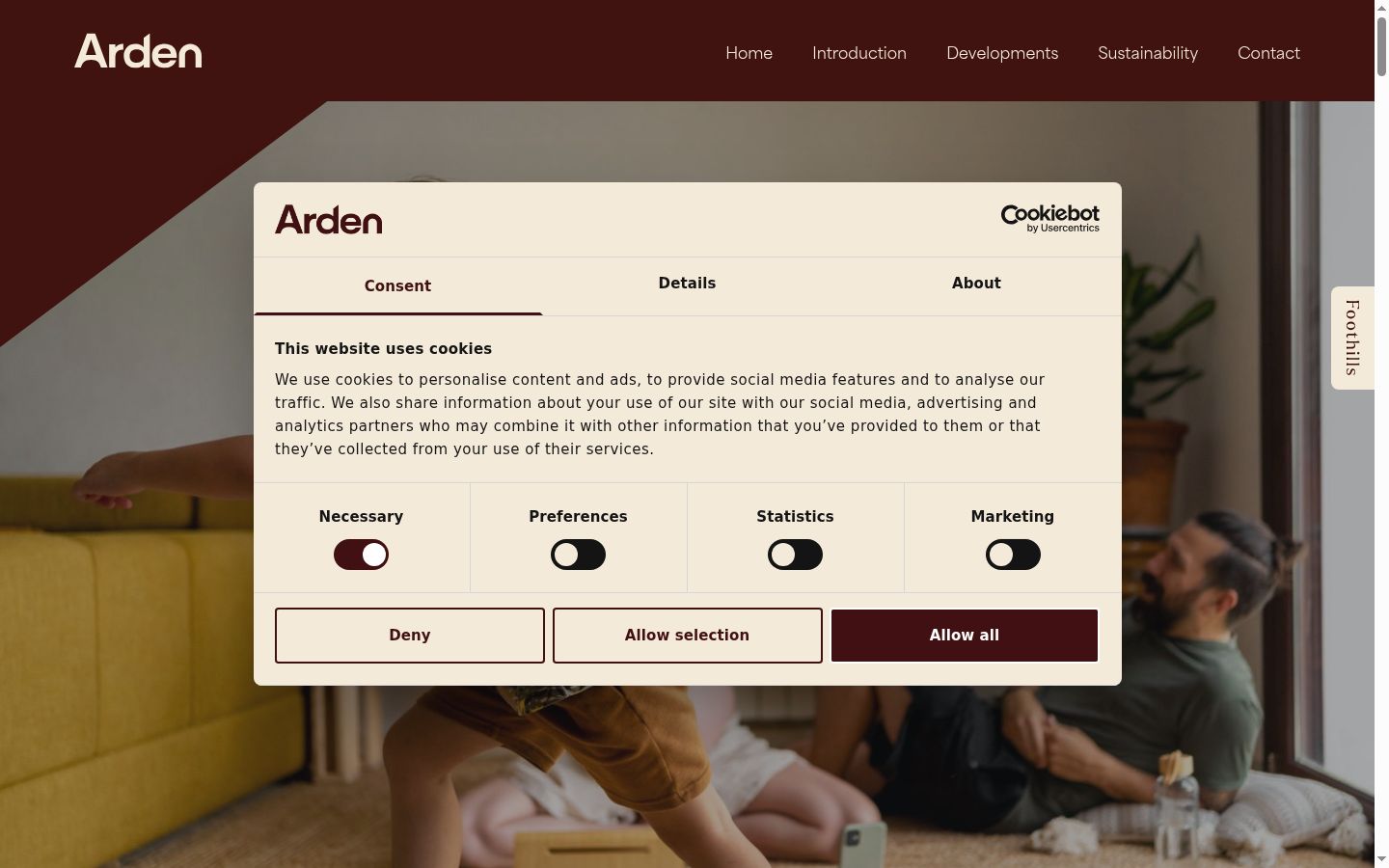 Screenshot del banner di consenso mostrato prima di qualsiasi interazione