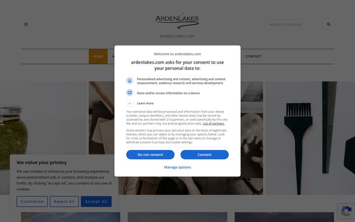 Skärmbild av ardenlakes.com