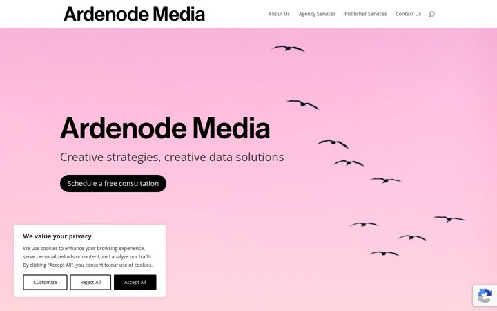 Skärmbild av ardenodemedia.com