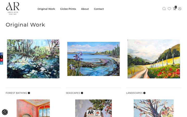 Skärmbild av ardenroseart.com