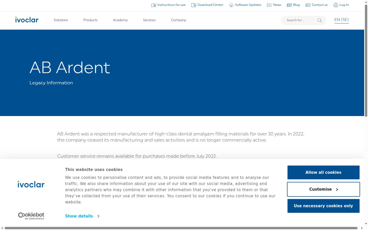 Capture d'écran de la bannière de consentement affichée avant toute interaction
