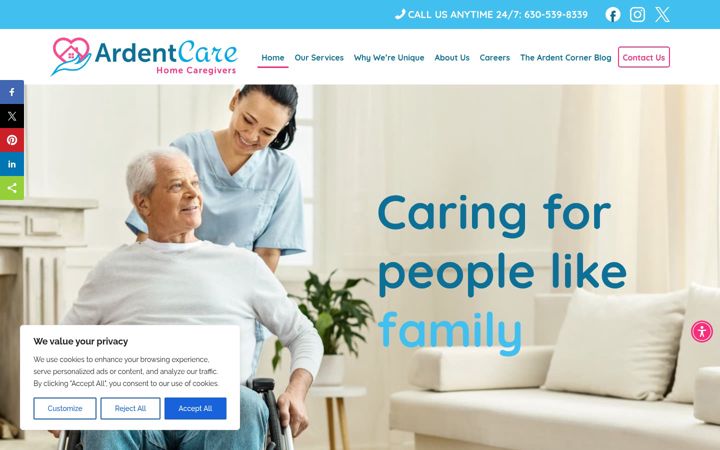Zrzut ekranu ardentcare.com