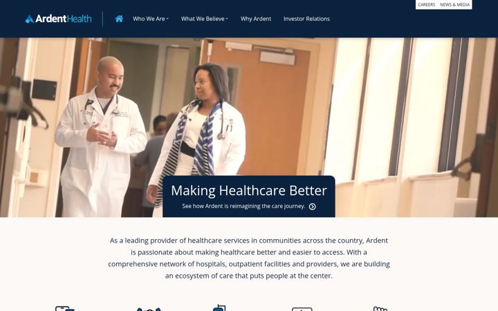 Screenshot of ardenthealth.com