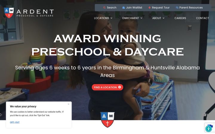 Zrzut ekranu ardentpreschool.com