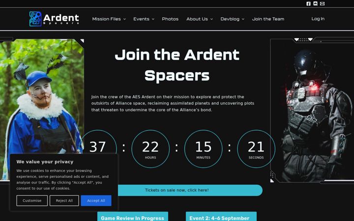 Zrzut ekranu ardentspacers.com