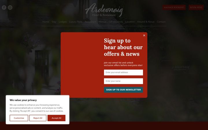 Képernyőkép: ardeonaighotel.co.uk