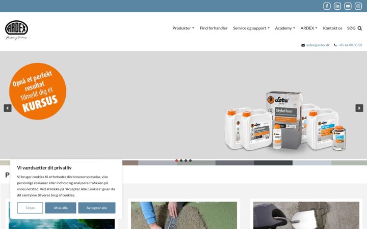 Captura de pantalla de ardex.dk
