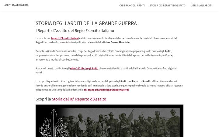 Ekrano kopija arditigrandeguerra.it