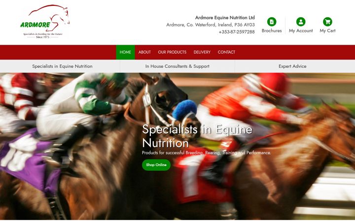 Captură de ecran a ardmoreequine.com