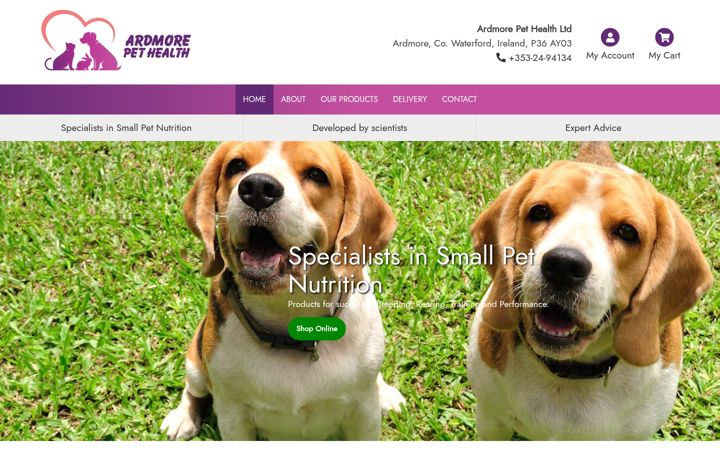 Captură de ecran a ardmorepethealth.com