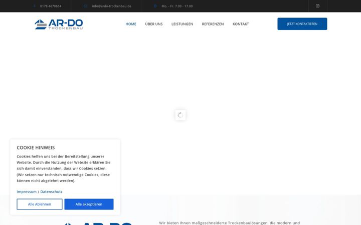 Screenshot stránky ardo-trockenbau.de