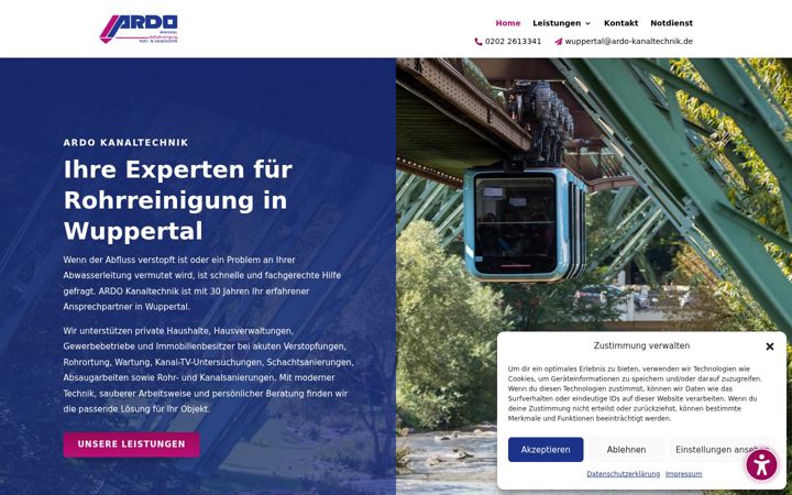 Screenshot stránky ardo-wuppertal.de